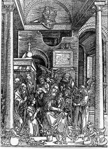 Virgin and Child Surrounded by Saints, Angels by Albrecht Durer