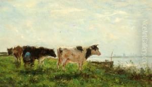 Cows By The Waters' Edge by Willem Maris