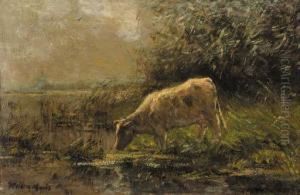A Watering Cow At The Riverbank by Willem Maris