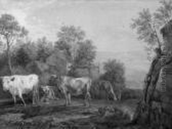 Cattle By A Farmhouse - view 1