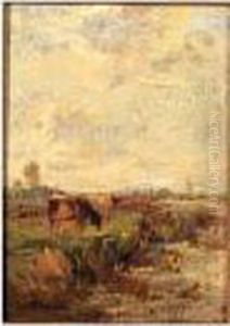 Cows Grazing In A Polder Landscape by Willem Maris