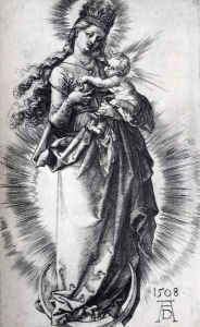 The Virgin On The Crescent With A Crown Of Stars (First State) by Albrecht Durer