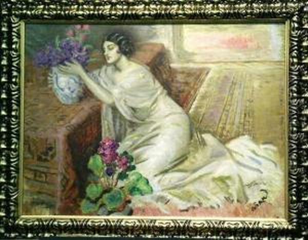 Woman Arranging Flowers - view 1