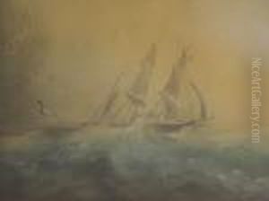 A Frigate In Heavy Seas by Albert Ernest Markes