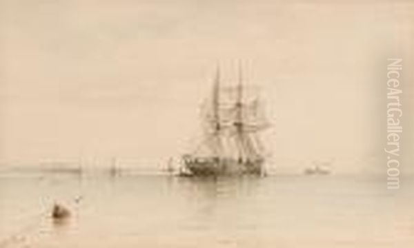 A Merchantman At Anchor - view 1