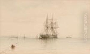 A Merchantman At Anchor by Albert Ernest Markes