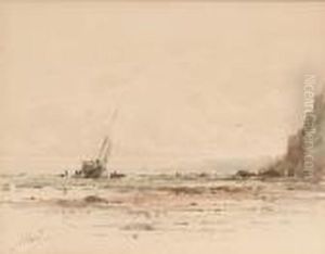 A Fishing Boat On The Shore by Albert Ernest Markes