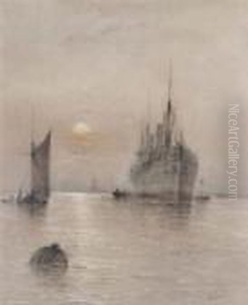Harbour Scene At Sunset - view 1