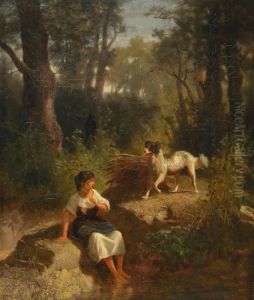 Flicka Och Hund I Skogsglanta Flicka Och Hund I Skogsglanta