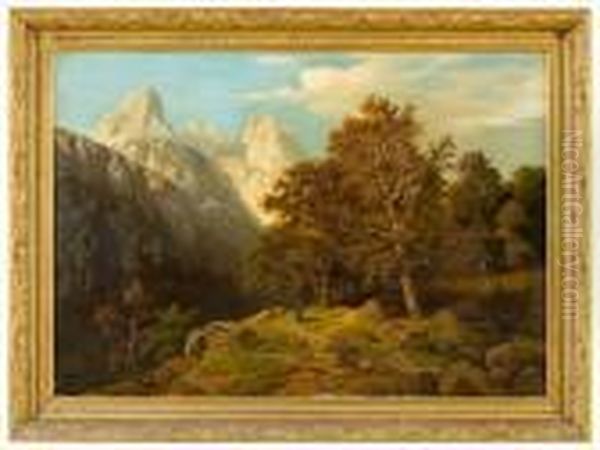 Veduta Del Passo Sella Con Il Sasso Lungo E Figura Di Donna - view 1