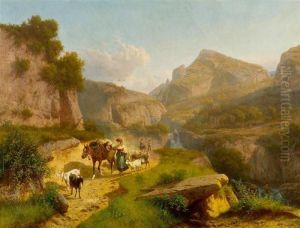 Herdsmen With Herd On A Mountain Path. 1881