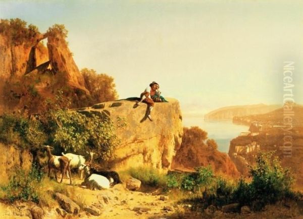Landscape In Italy With Shepherd - view 1