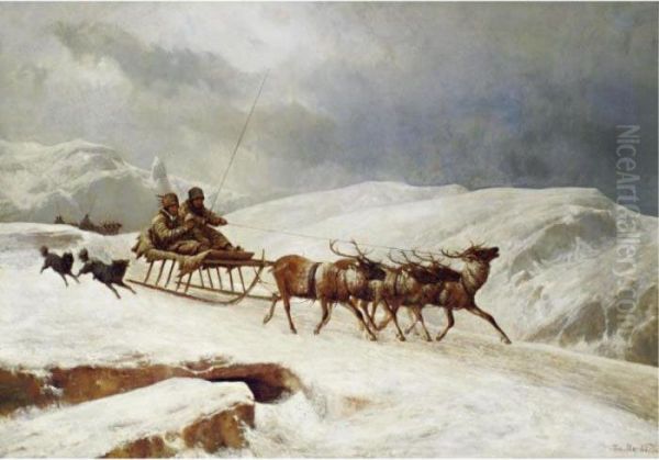 A Brisk Reindeer Sleigh Ride - view 1