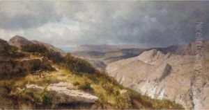 Shepherdess With Her Flock In An Expansive Landscape