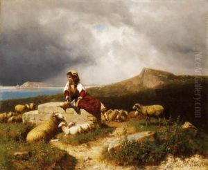 Shepherdess On Italian Beach Shepherdess On Italian Beach