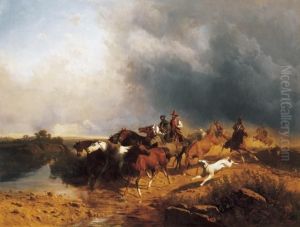 Italian Landscape With Riding Horses by Andras Markos