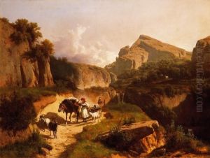Italian Landscape With Shepherd Girl by Andras Markos