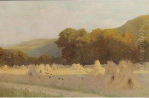 A Summer Evening: Cornstooks In A Field Near Downs A Summer Evening: Cornstooks In A Field Near Downs