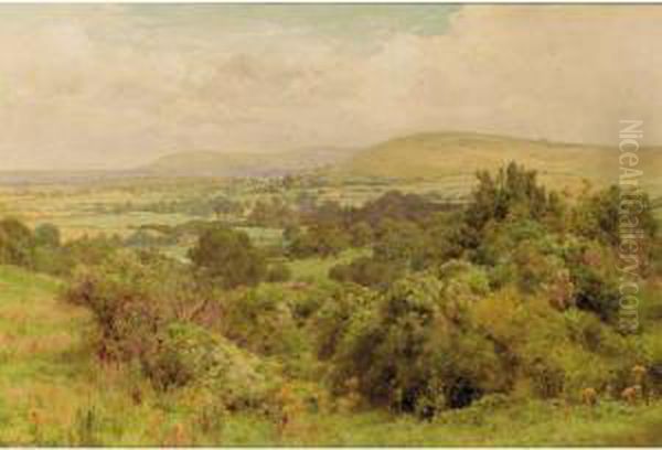 Beeding Hill From Steyning Sussex And Three Rabbits In An Autumn Landscape: Two Works - view 1