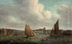 A View Of Westminster Bridge And Westminster Abbey And Hall From The River Thames by William Marlow