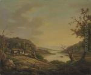 A River Landscape With Travelers by William Marlow