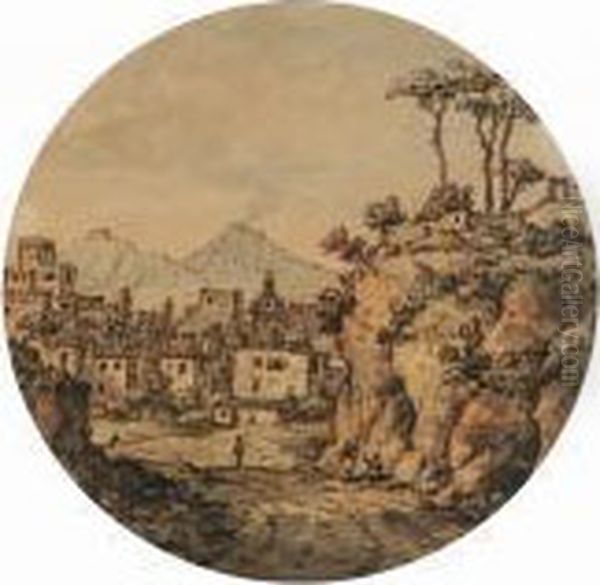 Naples With Mount Vesuvius Beyond - view 1