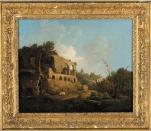 Landscape With Classical Ruins And Cattle In The Foreground by William Marlow