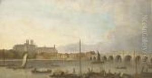 Westminster Abbey, Hall And Bridge From The Lambeth Bank Of Thethames