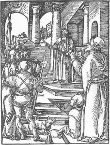 Small Passion 15. Christ before Pilate by Albrecht Durer