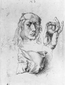 Studies of Self-Portrait, Hand and Pillow by Albrecht Durer
