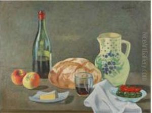 Nature Morte Au Pain Et A La Bouteille
