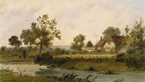 Farmhouse And River by Charles Marshall