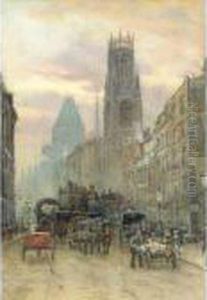 A View Of Fleet Street With The Church Of St. Dunstan's And The Royal Courts Of Justice by Herbert Menzies Marshall