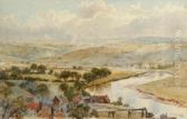 Extensive River Landscape With A Village In The Foreground - view 1