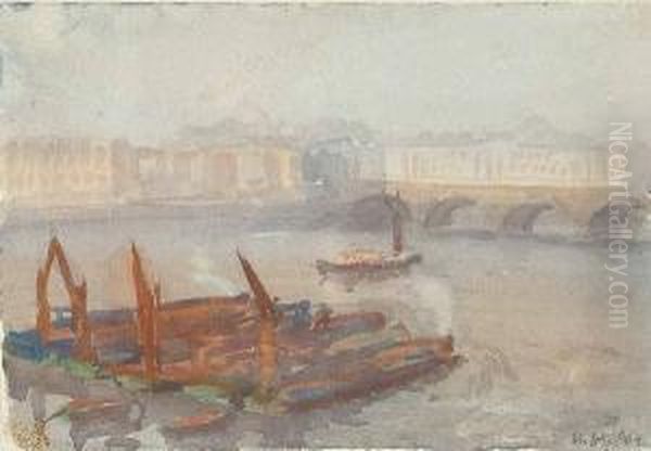 A View Down The Thames, Thought To Be Waterloo Bridge - view 1