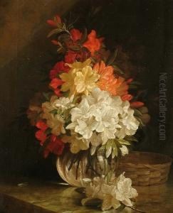 A Still Life Of Flowers In A Vase A Still Life Of Flowers In A Vase