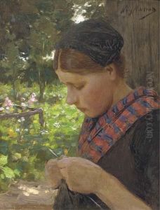 A Girl Knitting