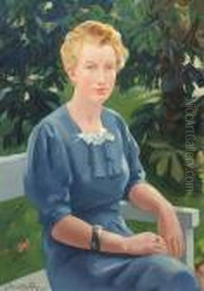 Portrait De Dame A La Robebleue - view 1