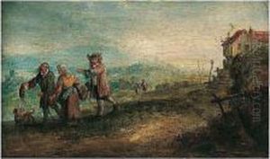 A Landscape With Travellers Near A Dwelling A Landscape With Travellers Near A Dwelling