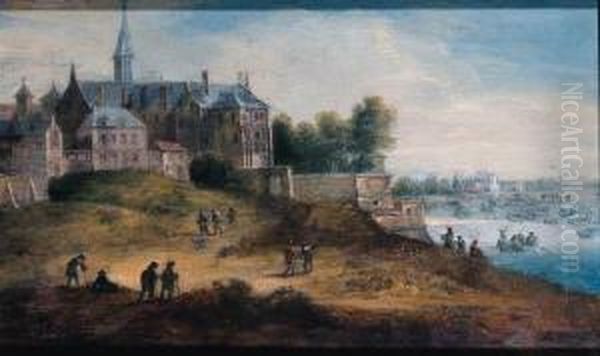 Riverlandscapes With Castles, Shipping And Travellers - view 1