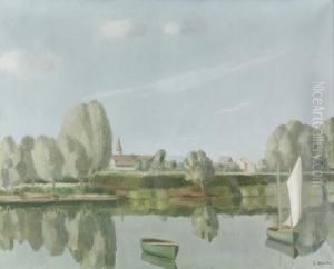 "au Bord Du Lac". by Eugene Louis Martin