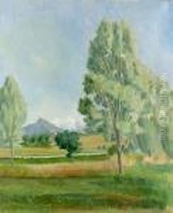 Sommerliche Landschaft Mit Dem Mont Blanc. by Eugene Louis Martin