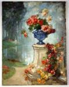 Au Parc. Huile Sur Toilesignee. 116x89 Cm. Bg