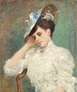 < Jeune Fille Au Chapeau De Fleurs >. < Jeune Fille Au Chapeau De Fleurs >.