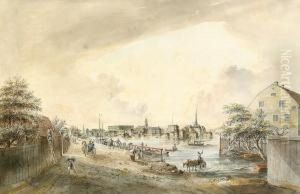 Stockholm Mot Waster Sedt Fran Nya Kungsholms Bron by Johan Fredrik Martin
