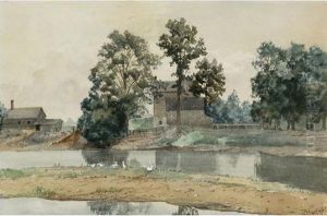 Farm By A Stream by Thomas Mower Martin