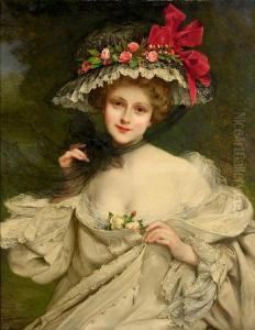 A Beauty With A Red-ribboned Hat