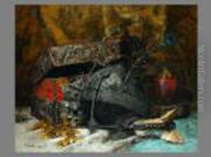 Stilleben Mit Munzkassette Und Helm by Francois Martin-Kavel