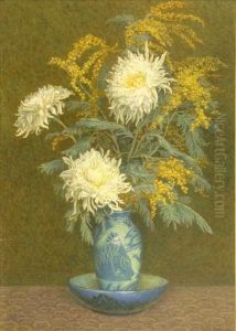 Still Life With White Chrysanthemums And Mimosa Still Life With White Chrysanthemums And Mimosa