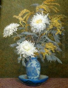 Rineau Arws 'chrysanthmums', Signed Watercolour, 53x38cm Rineau Arws 'chrysanthmums', Signed Watercolour, 53x38cm